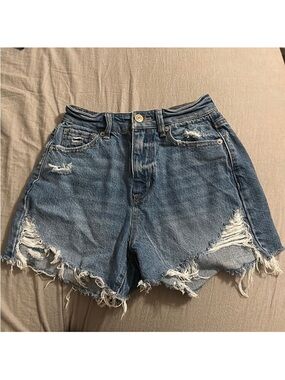American Eagle Outfitters Distressed Medium Blue Denim Cutoff Shorts